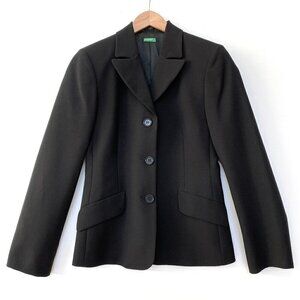 United Colors of Benetton Womens Black Blazer IT 38 US 2 Cinched Waist 3 Button